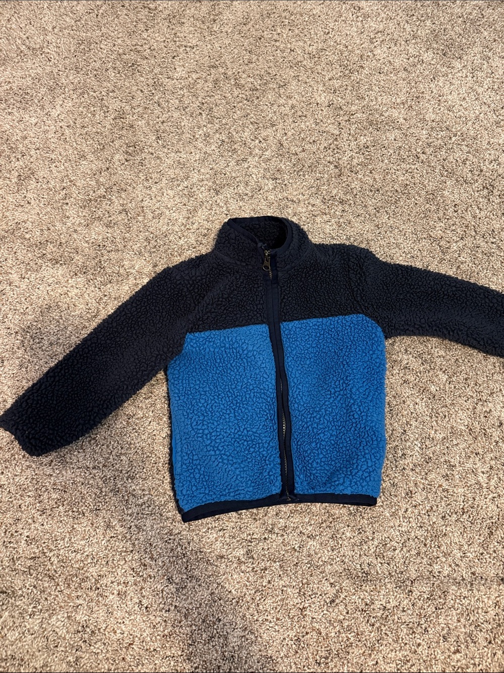 Kids Two-Tone Sherpa Zip Jacket - Blue & Navy